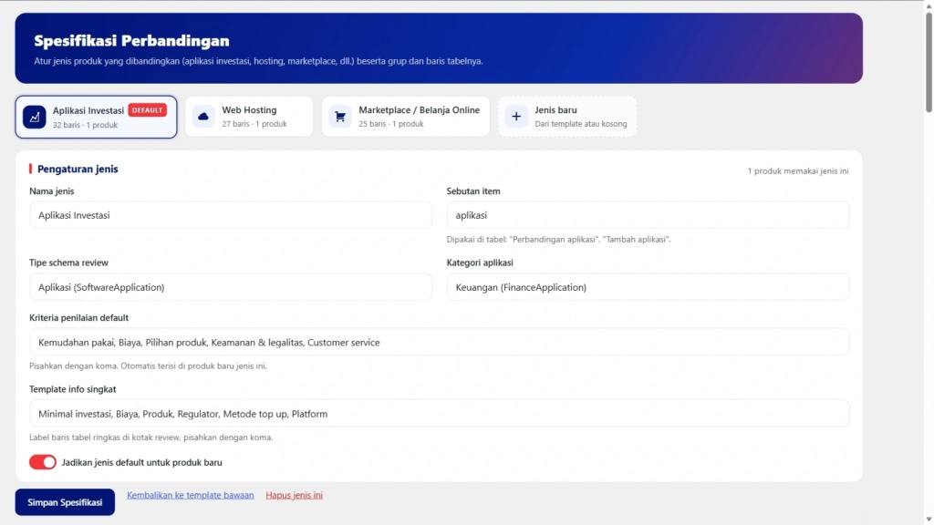 Affiliate - Spesifikasi