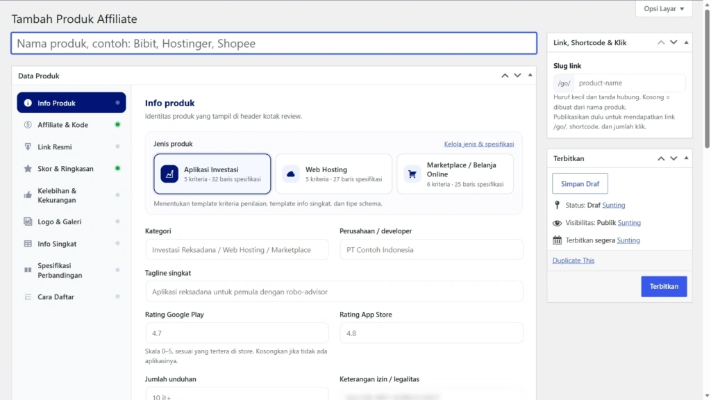Affiliate - Tambah Produk Affiliate