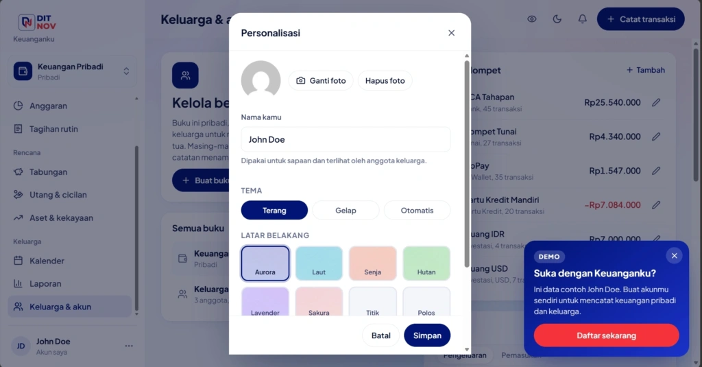 Aplikasi Web Keuanganku 30 Hari (Monthly)