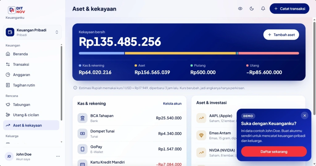 Aplikasi Web Keuanganku 30 Hari (Monthly)