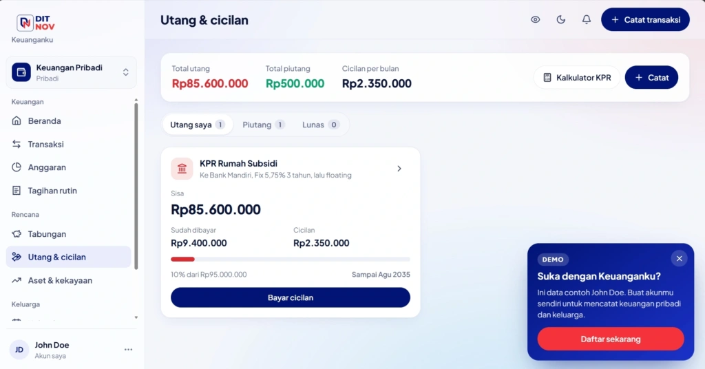 Aplikasi Web Keuanganku 30 Hari (Monthly)