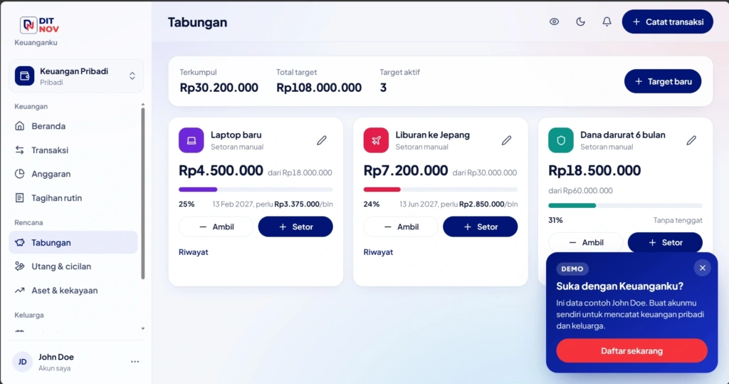 Aplikasi Web Keuanganku 30 Hari (Monthly)
