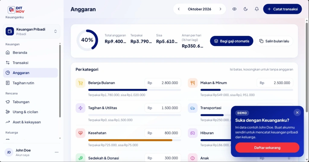 Aplikasi Web Keuanganku 30 Hari (Monthly)
