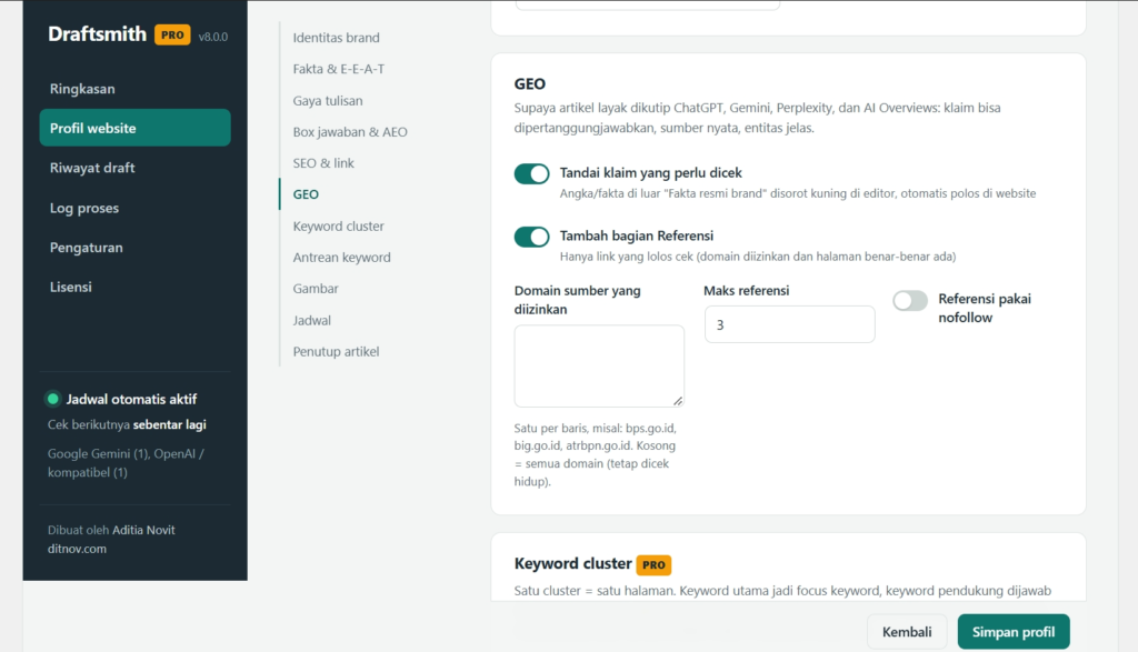 Draftsmith: Generator Artikel SEO, AEO, dan GEO untuk WordPress