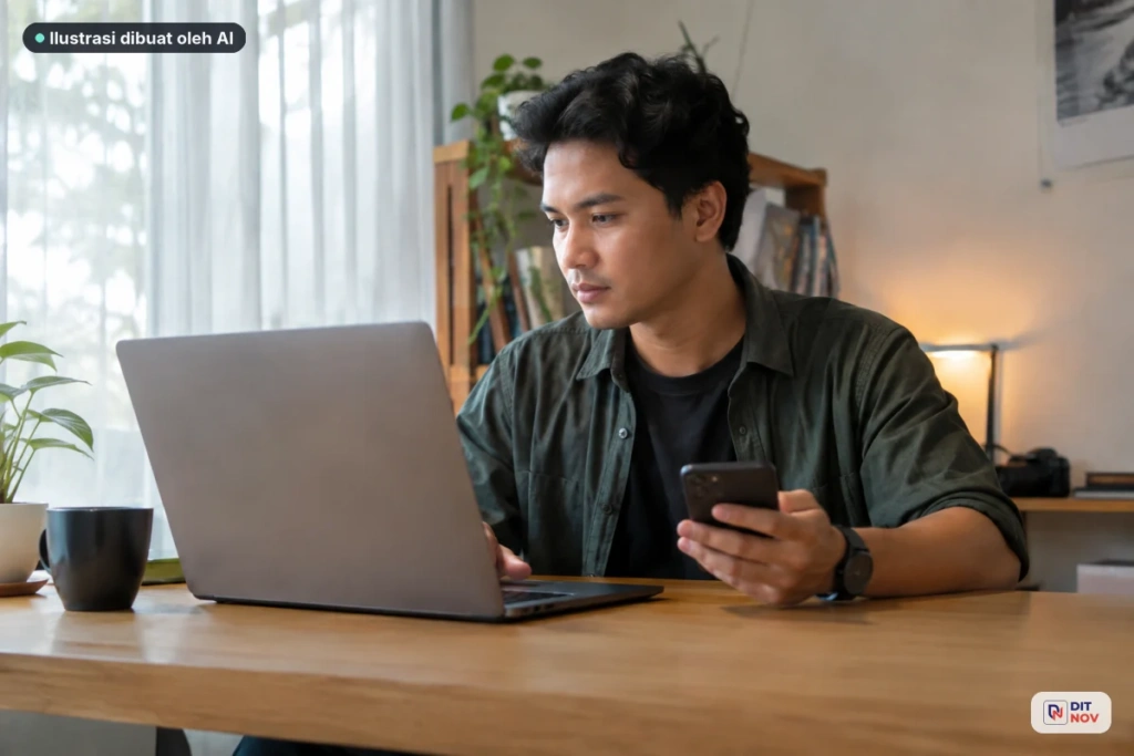 Freelancer menampilkan portofolio melalui website personal