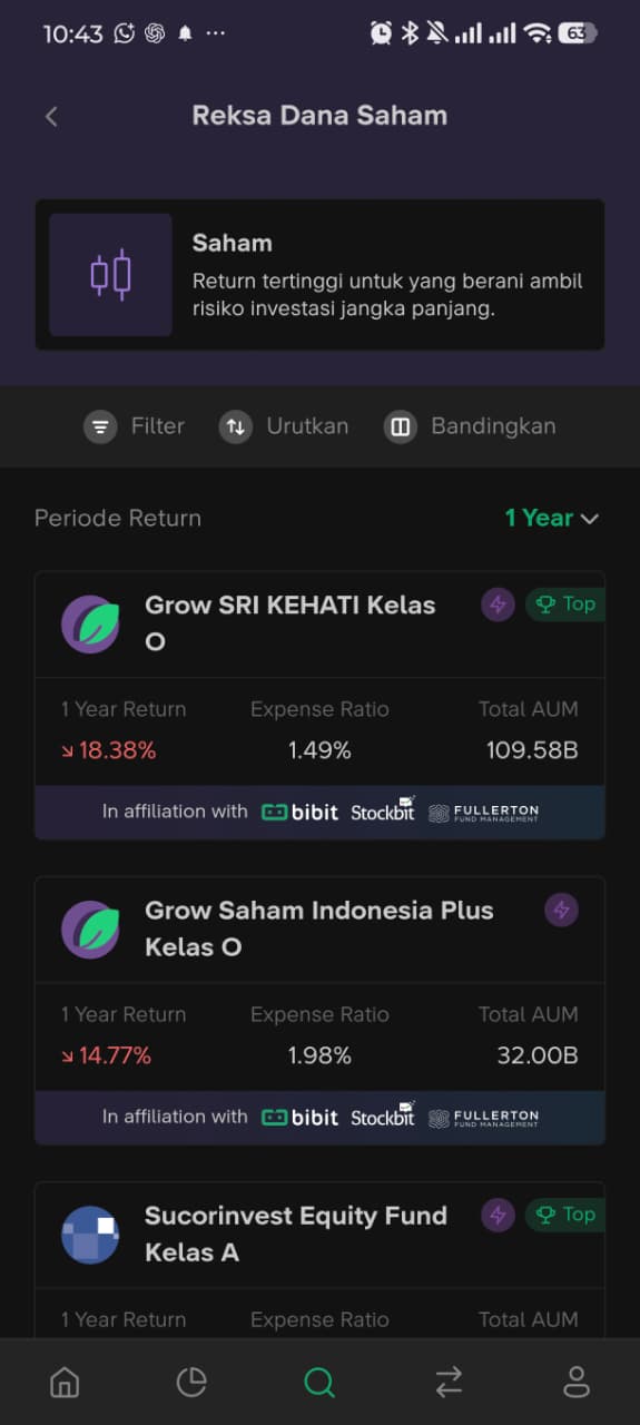 Jenis reksadana di aplikasi bibit reksa dana saham