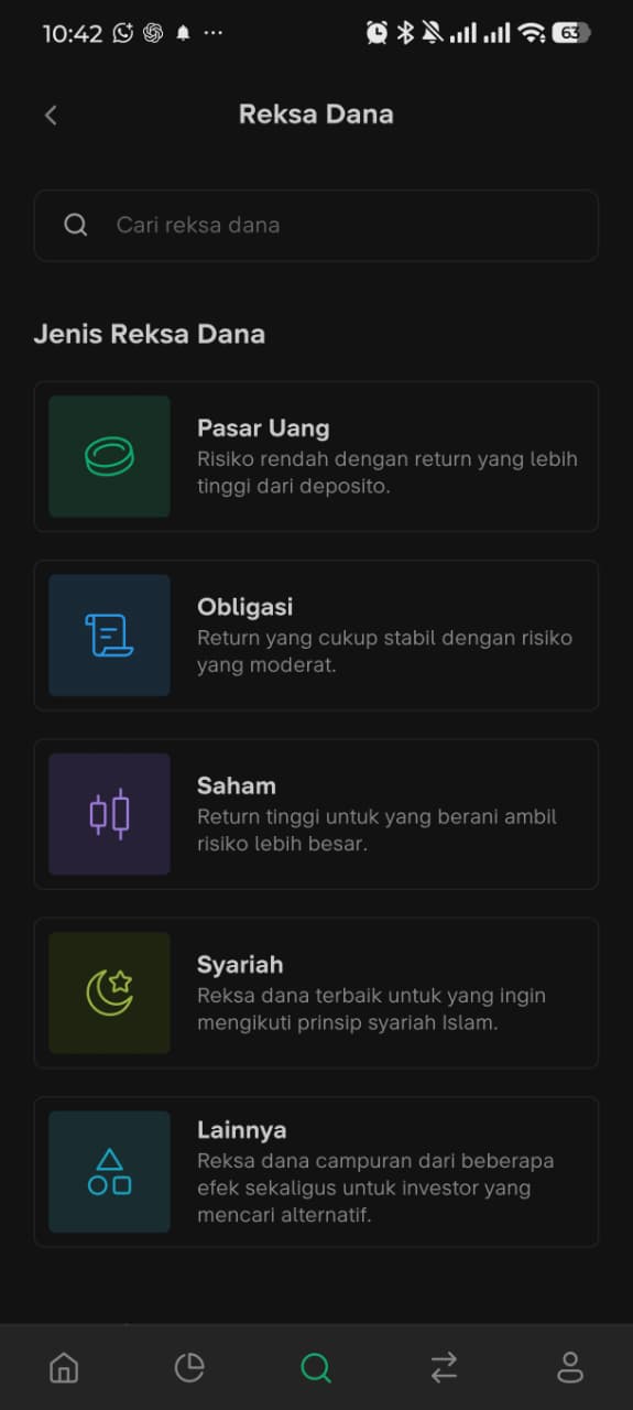 Jenis reksadana di aplikasi bibit