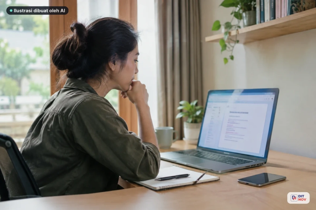 Riset keyword dan outline artikel blog pada layar komputer