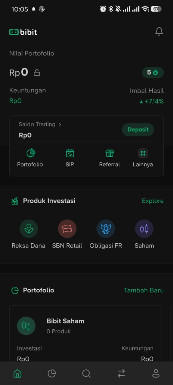 Tampilan aplikasi bibit