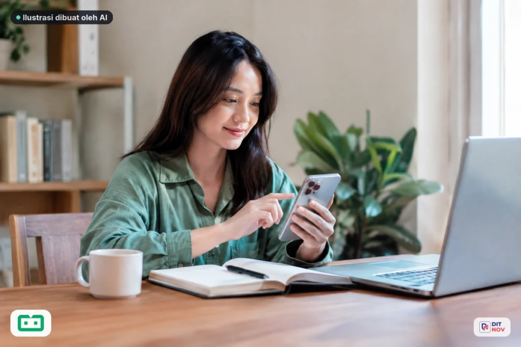 Tampilan ilustrasi aplikasi investasi dan catatan perencanaan keuangan