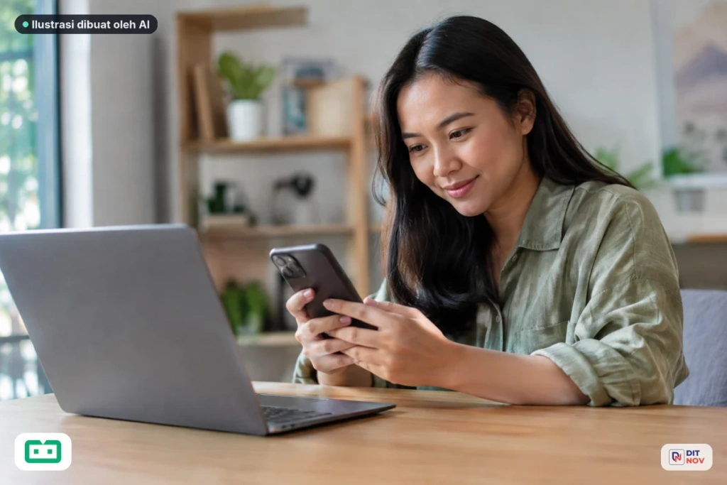 Tampilan ilustratif portofolio investasi digital di ponsel