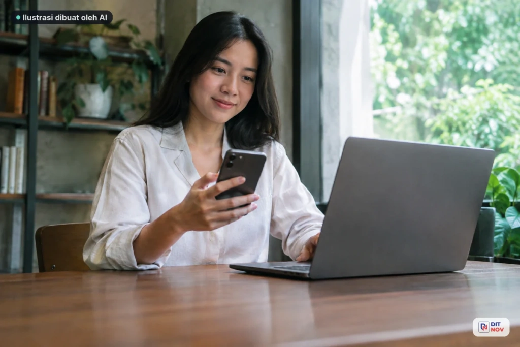 Tampilan website responsif pada layar komputer dan ponsel
